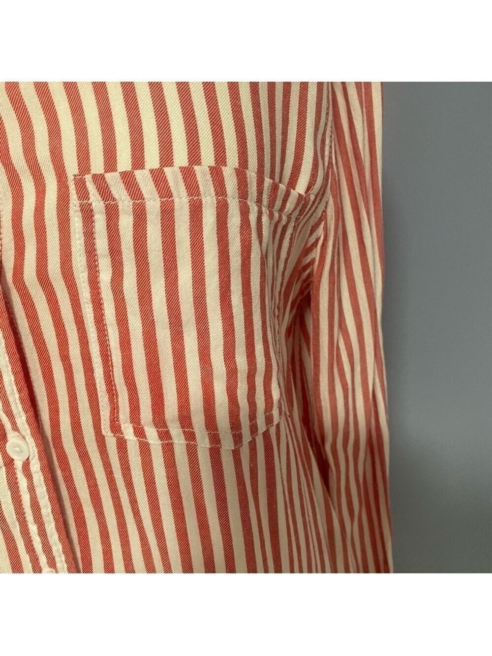 Beach Lunch Lounge White Red Striped Button-Up Shirt Relaxed Fit Small - Picture 4 of 8